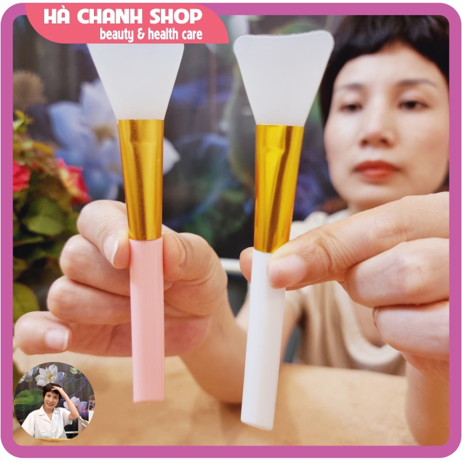 Chổi Silicon Nhỏ Xinh Mềm Mại Cọ Quét Mặt Nạ Silicon Đẹp Bản To 3cm Dài 15cm Màu Trắng Hồng