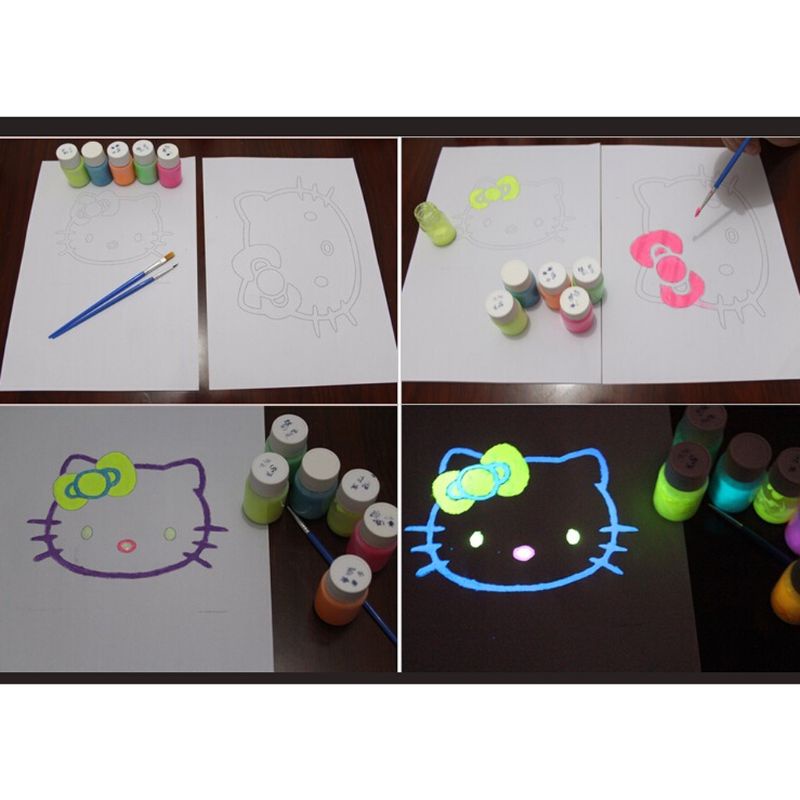 Bảng Sơn Dạ Quang 8 Màu Lâu Trôi Tự Động Phát Sáng Trong Bóng Tối