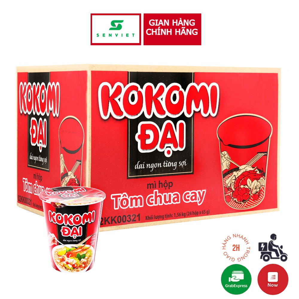 Thùng 24 ly mì Kokomi Đại tôm chua cay 65g