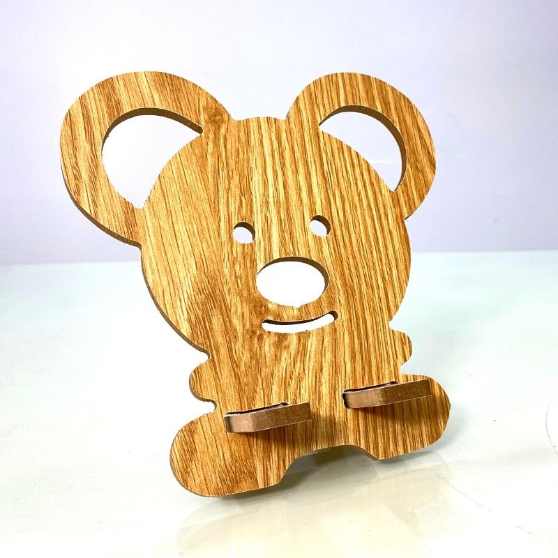 Kệ điện thoại giá đỡ máy tính bảng thông minh hình con chuột dễ thương bằng gỗ kích thước 16.5cm x 15.6cm