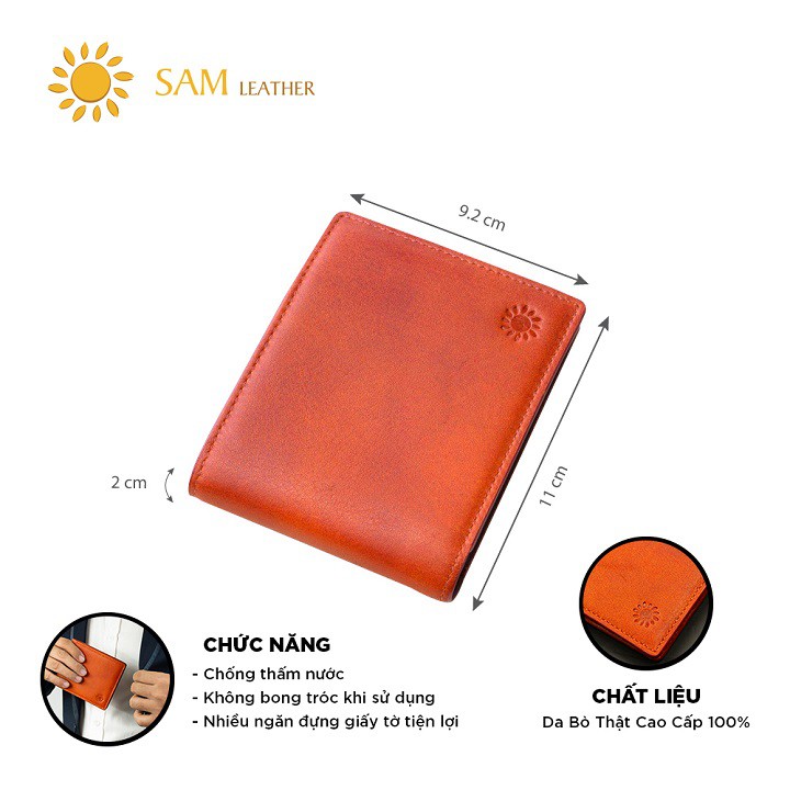 [ SAM Leather ] Ví Nam Da Bò SAM005 - Ví Da Nam Da Bò Cao cấp Thật Bảo Hành 12 Tháng Chính Hãng