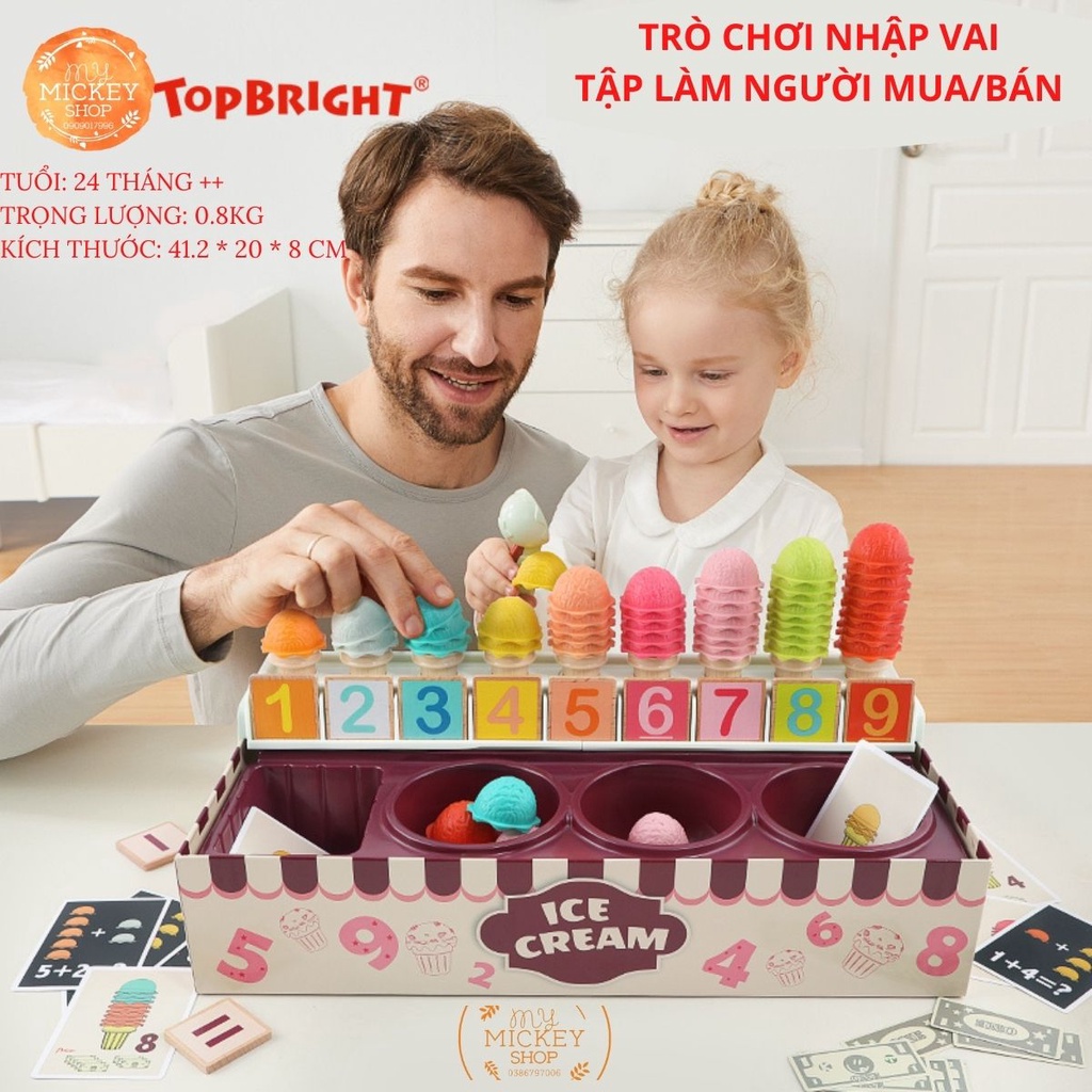 Bộ đồ chơi giáo dục sớm BÁN KEM HỌC TOÁN chính hãng TOP BRIGHT ICREAM MATH &amp; LOGIC cho bé từ 4 5 6 tuổi My Mickey Shop