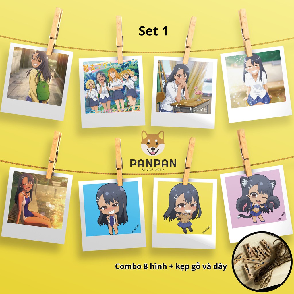 Combo 8 ảnh card lomo polaroid trang trí Ijiranaide, Nagatoro San (tặng kèm dây và kẹp)