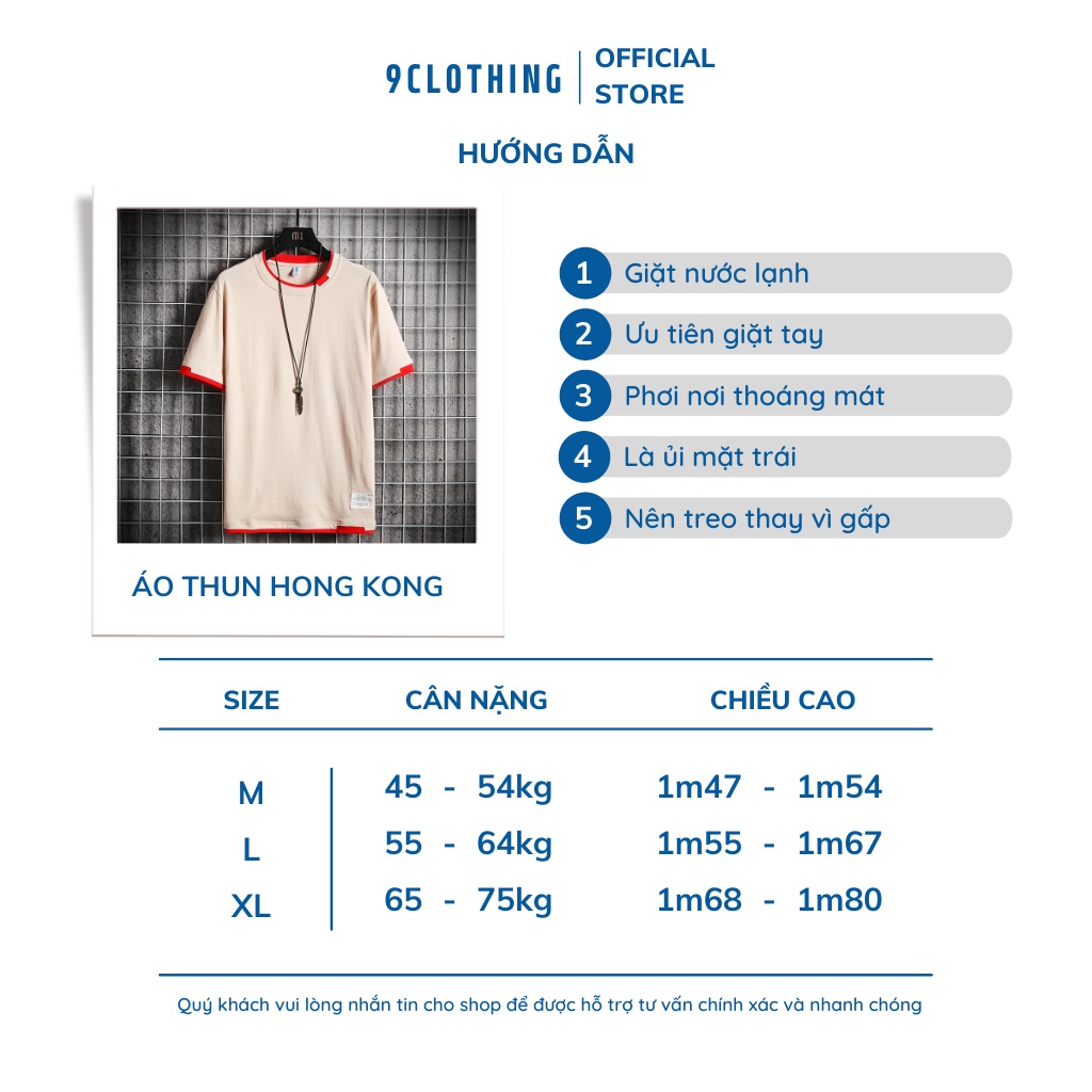 Áo phông nam phong cách Hong Kong, áo thun cotton thoáng mát dáng đường phố hàng nội địa nhập 9CLOTHING
