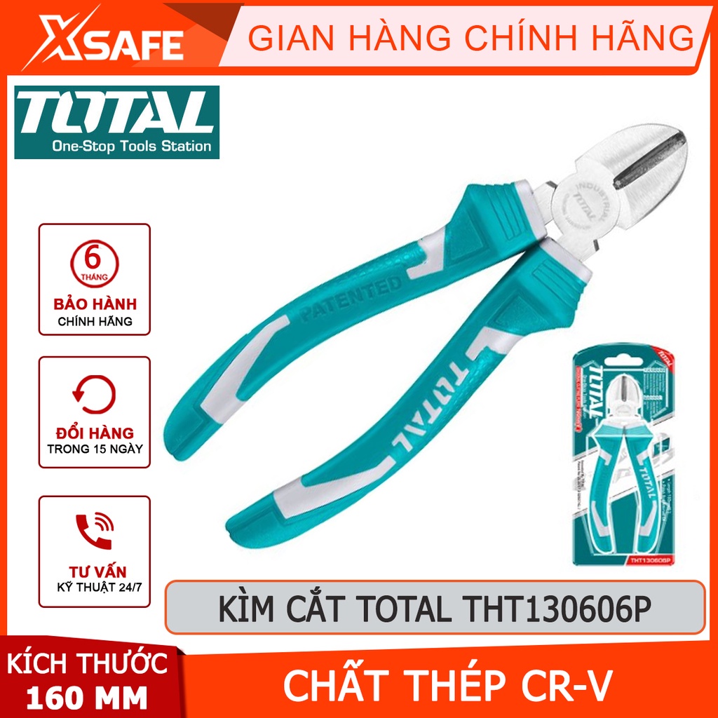 Kìm cắt dây điện TOTAL THT130606P Kìm tuốt dây điện Kích cỡ 6&quot;/160mm thép CR-V, tay cầm cách điện, bọc cao su chống trơn