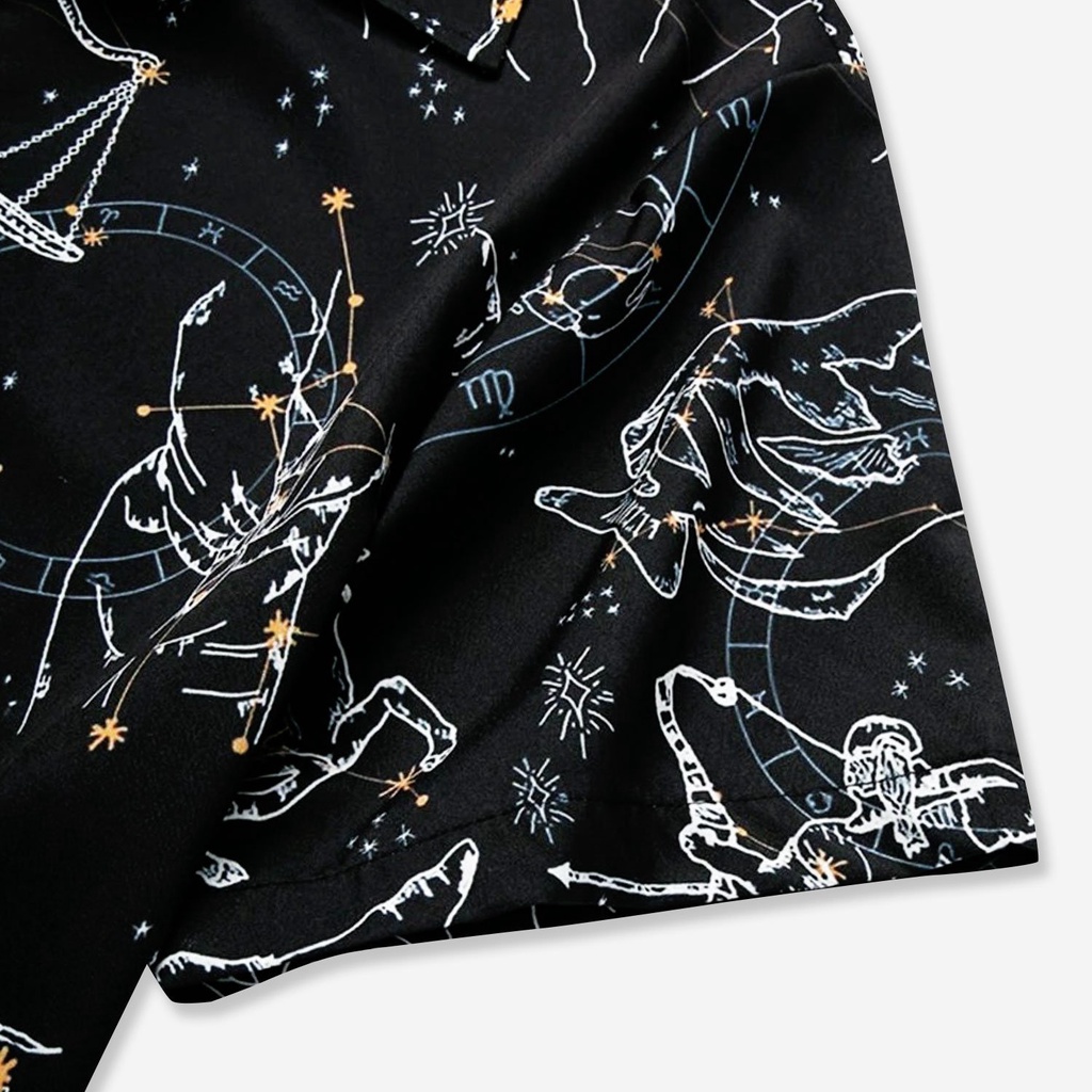 Áo sơ mi nam/nữ hoạ tiết 4TEE tay ngắn vải lụa thấm hút, thoáng mát, không nhăn SM-06