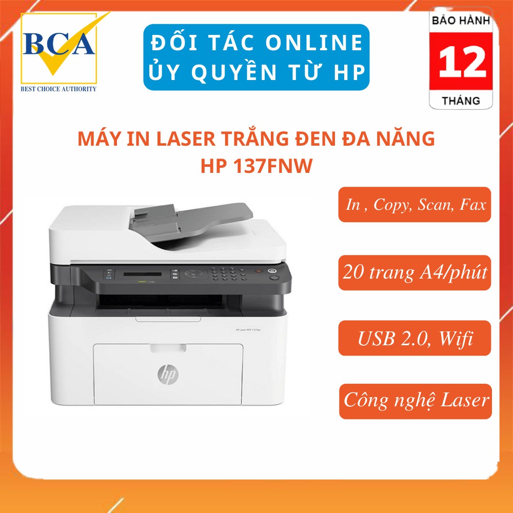 Máy in Laser trắng đen đa năng HP 137fnw  _ 4ZB84A