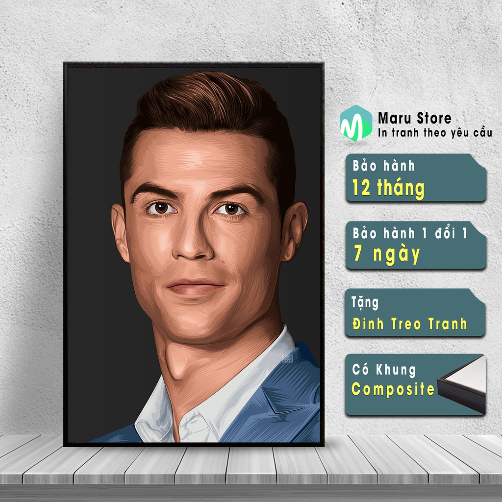 Tranh Bóng Đá Ronaldo Treo Tường, Có Khung Composite