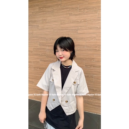 [Mã FAMARAL1 giảm 10K đơn 50K] (T.U Bigsize 50-75kg) Áo Blazer Cổ Vest Dáng Ngắn 1 Lớp Phong Cách Ulzzang