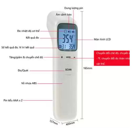 Nhiệt kế điện tử nhiệt kế hồng ngoại đo sữa nước thân nhiệt không tiếp xúc Infrared CK-T1502