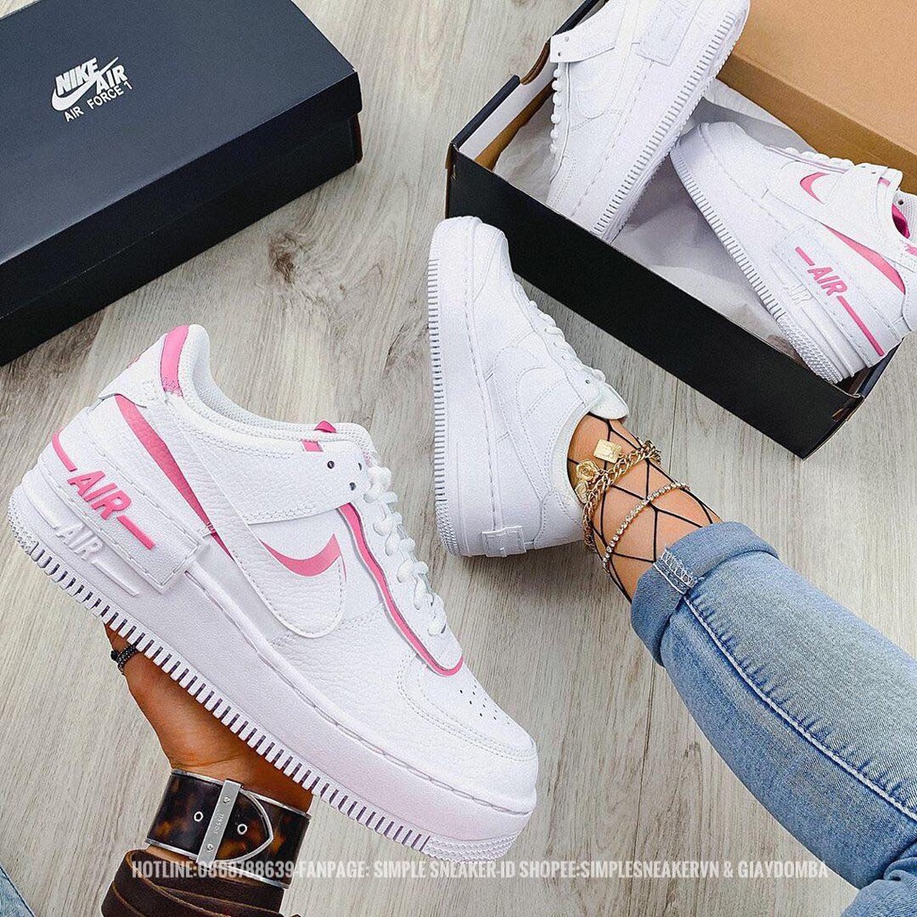 Giày Nike Air Force 1 Shadow FREESHIP Nike AF1 Shadow Pink Flamingo Chính Hãng - Giày Thể Thao Nữ Auth- Simple Sneaker