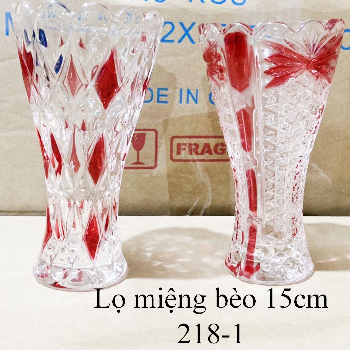 Lọ hoa miệng bèo 15cm nhỏ xinh màu đỏ, bình bông kiểu đỏ nhỏ xinh nhiều màu