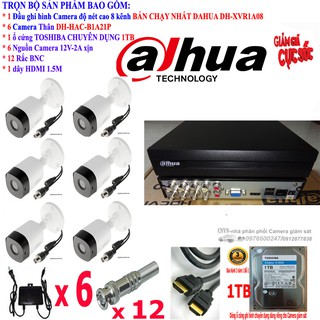 Trọn bộ 6 camera giám sát độ nét cao 2MP-FULL HD 1080N DAHUA