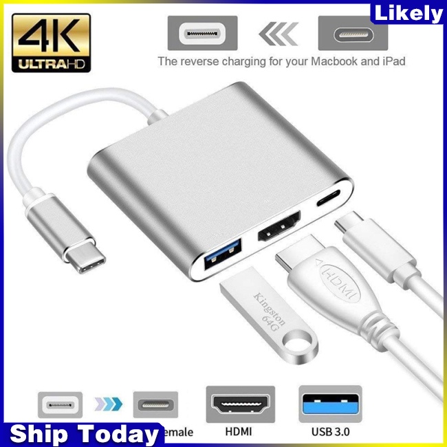 Bộ Chuyển Đổi USB Type C HDMI 4K Sang USB 3.0 Và 3.1 Cho Retina MacBook