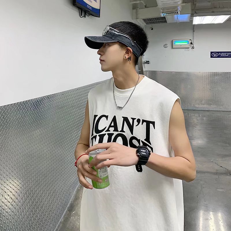 Áo Thun Sát Nách Cổ Tròn In Chữ Đơn Giản Dễ Phối Đồ Thời Trang Mùa Hè Cho Nam Size M-3XL