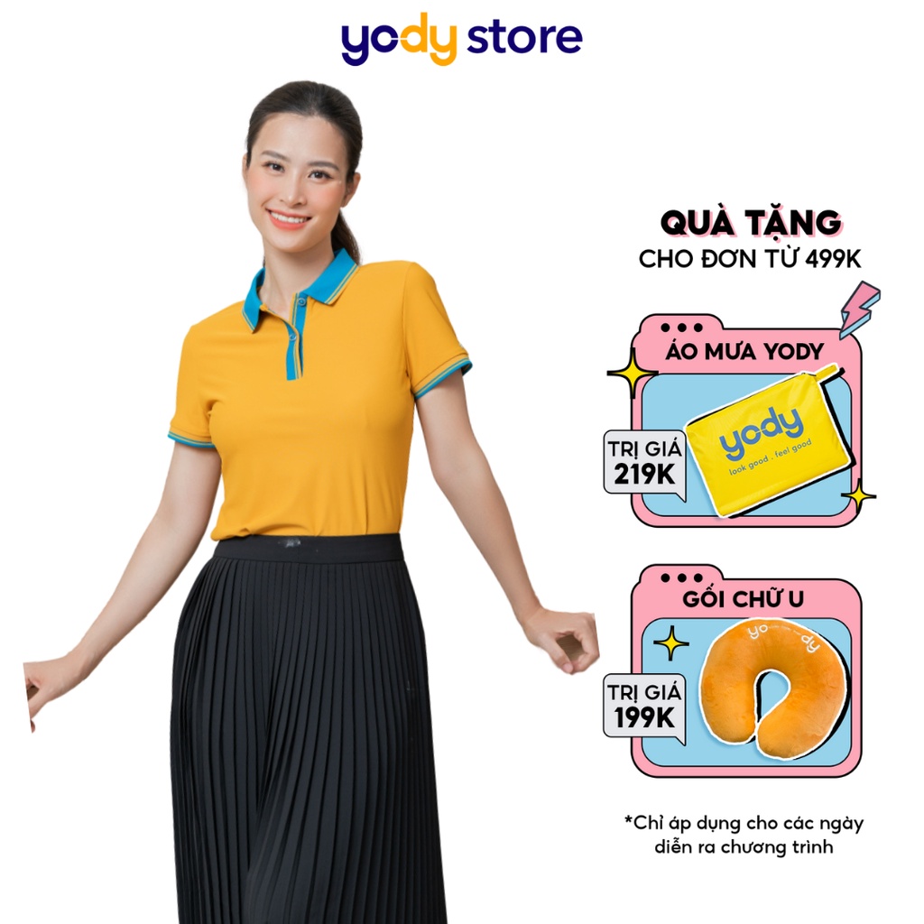 Áo polo nữ YODY cổ bẻ phối bo tay ngắn chất liệu Airycool siêu thoáng mát APN5018