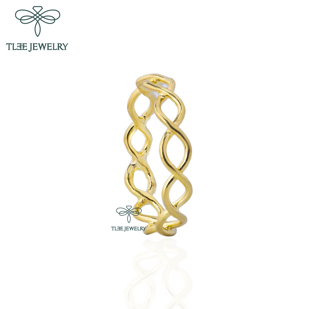 Nhẫn bạc TLEE sóng đan chéo basic mạ vàng 14k cá tính TleeJewelry A0122