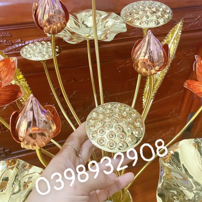 LỌ HOA SEN 15 BÔNG CHẤT LIỆU BẰNG ĐỒNG 💯