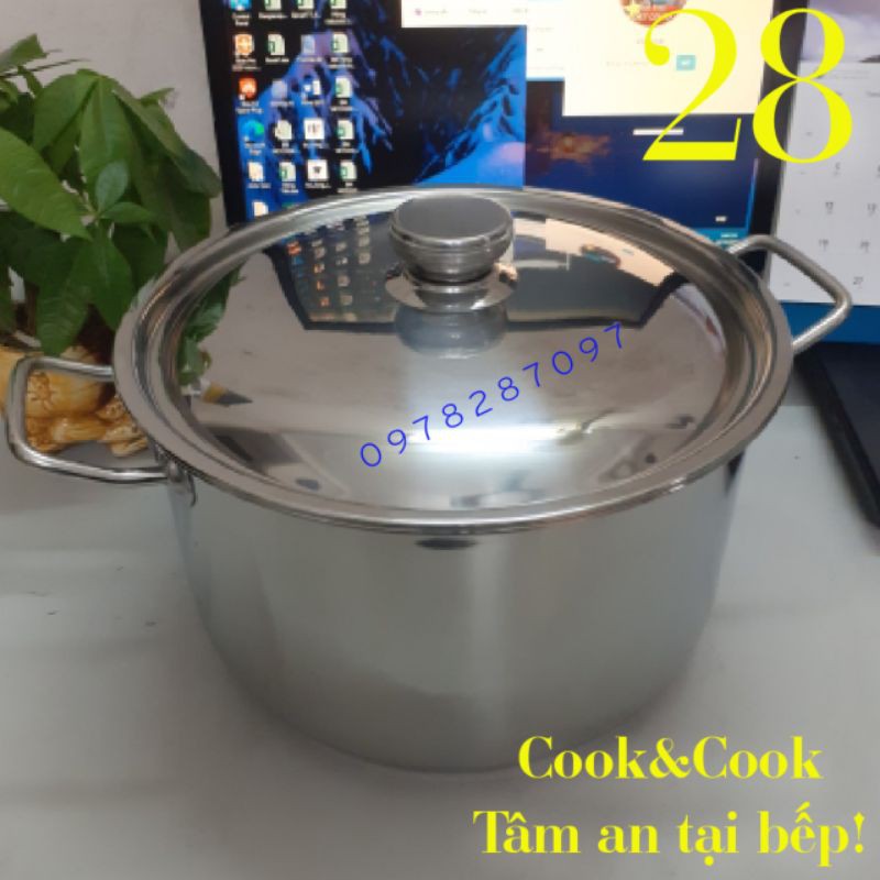 [Chính Hãng] Nồi luộc gà inox 10 lít size 28 cm đáy từ Vietcook