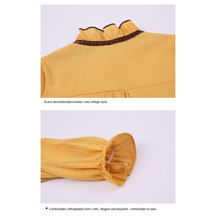 Set đồ gồm chân váy và áo sơ mi tay dài phong cách Hàn Quốc thời trang cho bé gái 4-12 tuổi