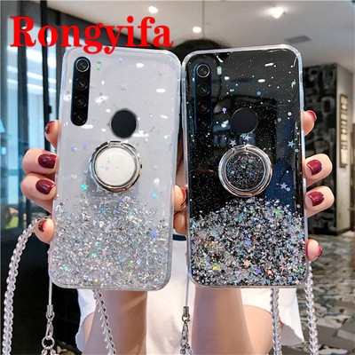 Ốp điện thoại có đế đỡ kiểu nhẫn và dây cho Xiaomi Mi A3 Lite Redmi K30 Note 9 9S 8 8T 7 6 5 Pro Max