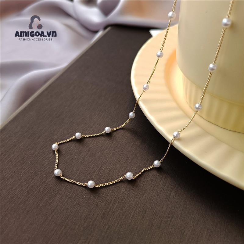✨✨Vòng cổ choker Smileday đính ngọc trai thời trang Hàn Quốc cho nữ