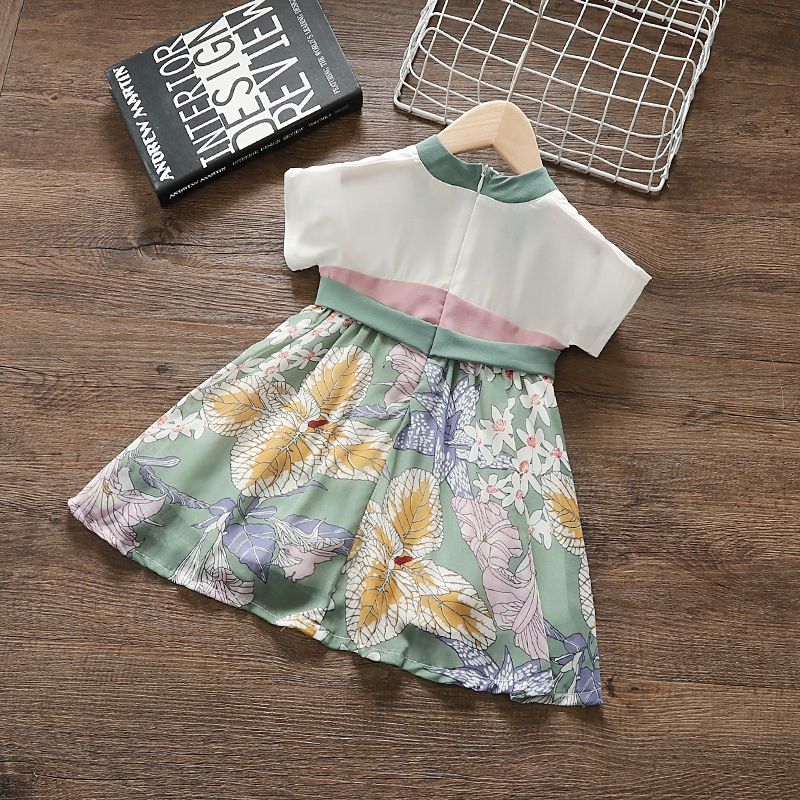 Đầm Hán Phục Tay Ngắn Cổ Điển Chất Liệu Chiffon Phong Cách Trung Hoa Thời Trang Mùa Hè Cho Bé Gái 1-5 Tuổi