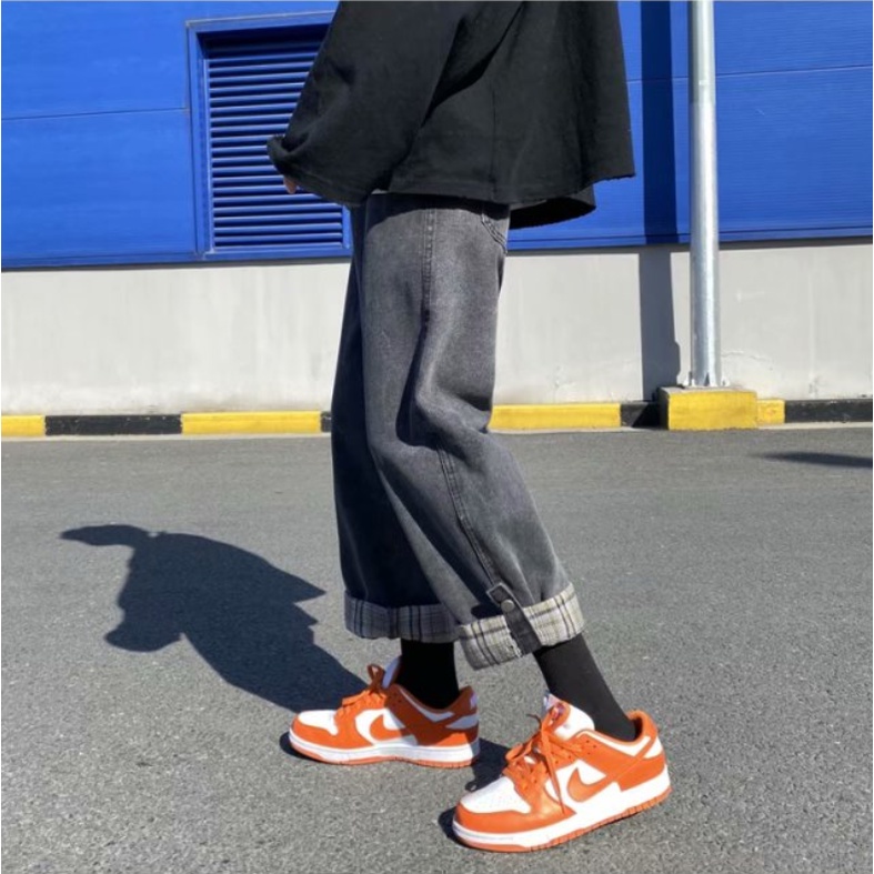 Quần baggy jean ống rộng suông thời trang Hàn Quốc unisex cá tính quần jean nam ống đứng quần jean nam kiểu dáng hàn quốc  from rộng Quần ống suông