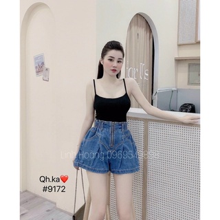 Quần sóc bò chun khoá bồng tôn eo