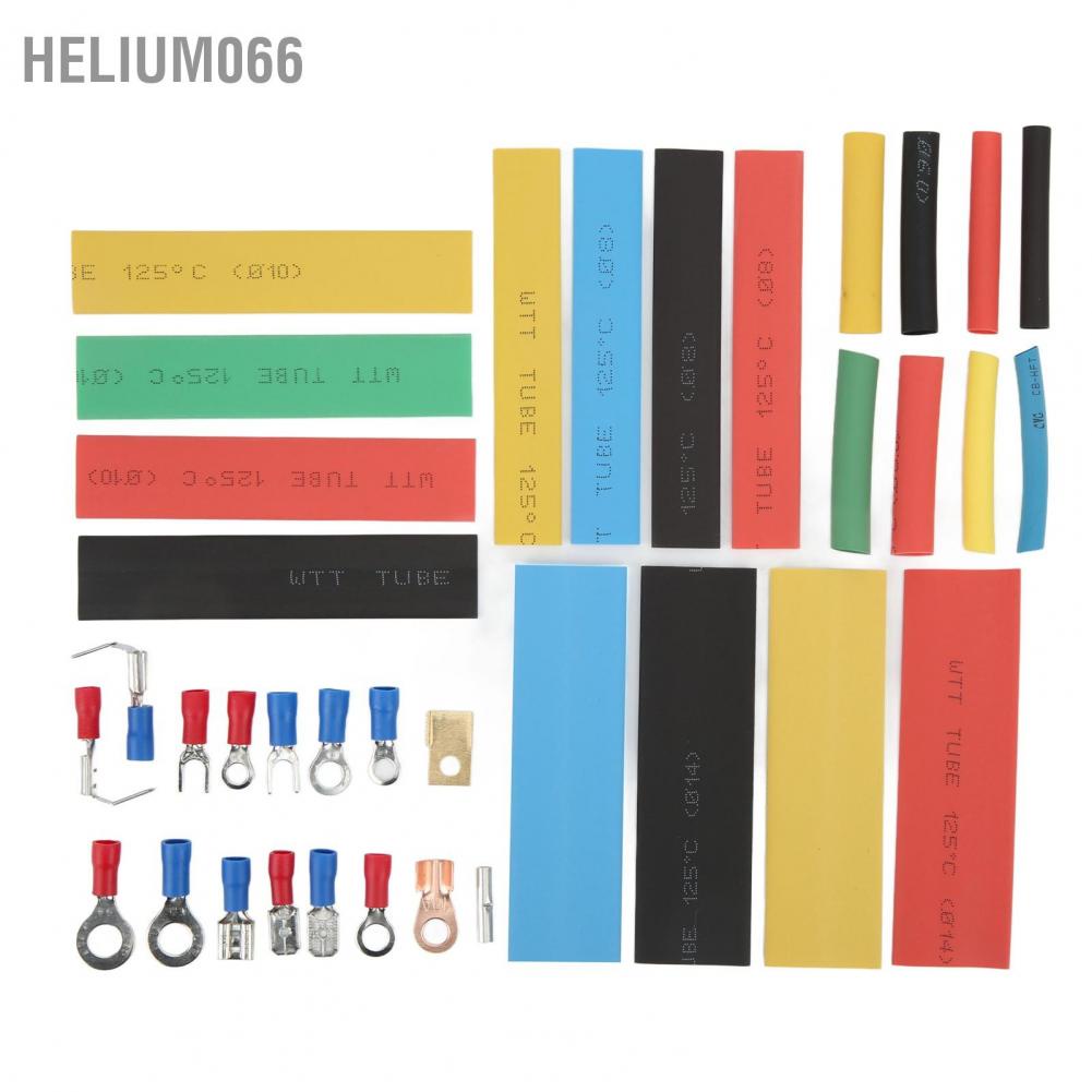 Helium066 350pcs Cold Pressing Electrical Connectors Insulated Wire Crimp Terminals with 328pcs Heat Shrink Tubing for Electronics
