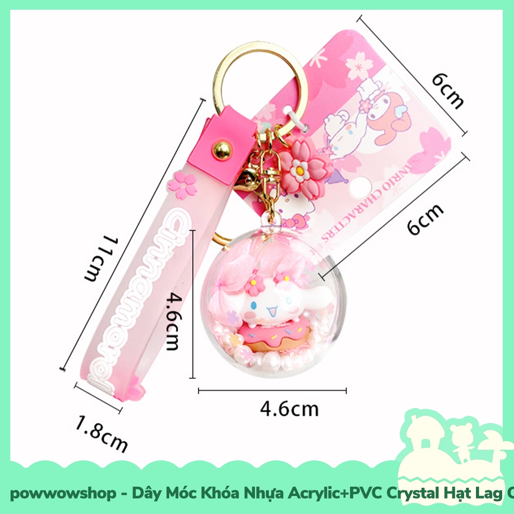 [Sẵn VN - Hỏa Tốc] Dây Móc Khóa Nhựa Trong Suốt Crystal Acrylic + PVC Mẫu Cinnamoroll Snow Sphere