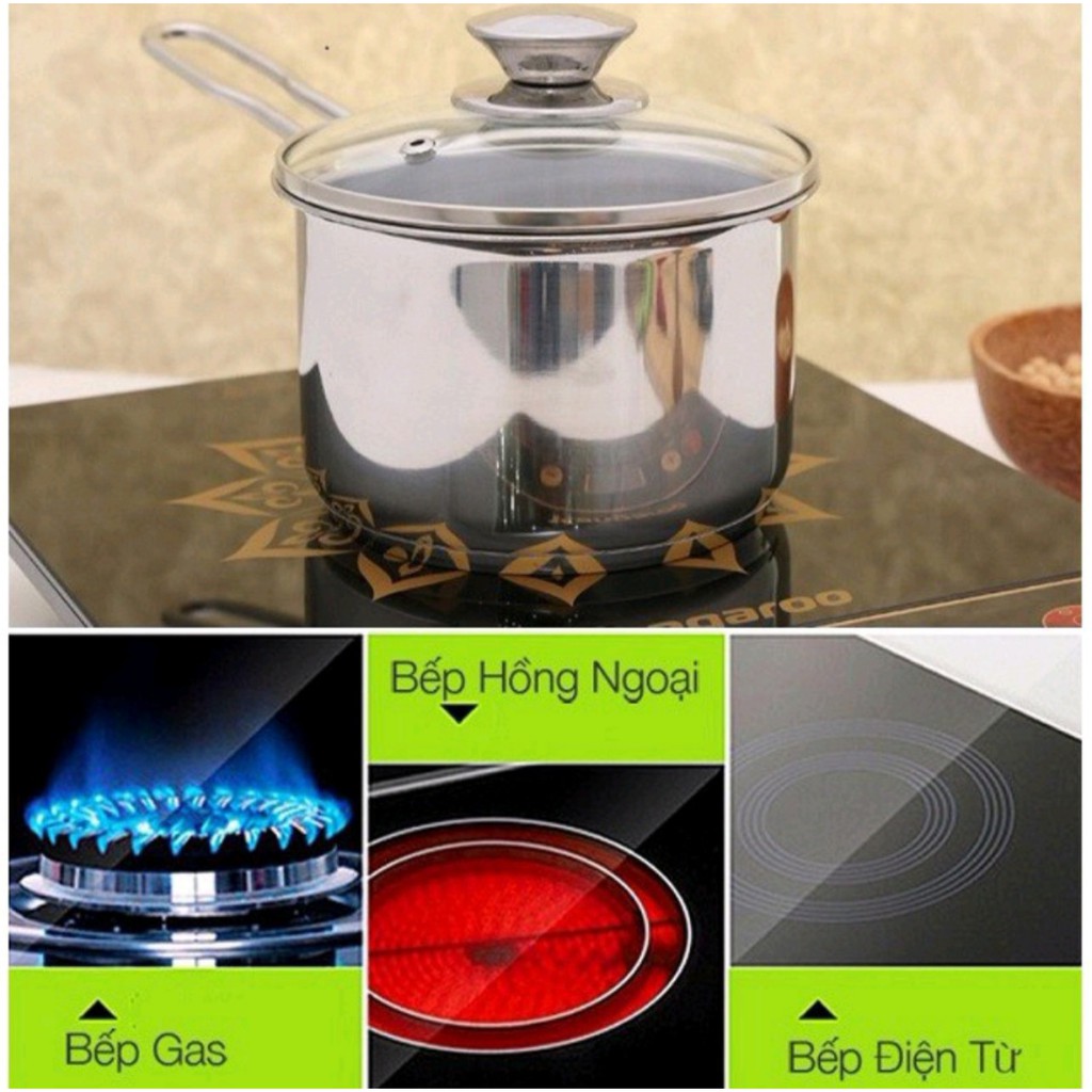 Quánh Inox 3 đáy nắp kính cao cấp Fivestar 12cm/14cm/16cm.