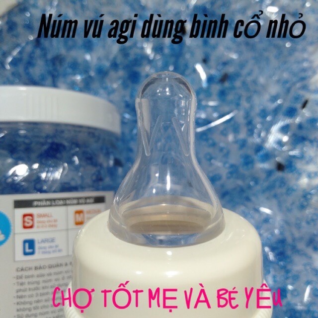 Núm Vú Bình Sữa Cổ Hẹp , Núm Ty Thay Bình Sữa Agi (đủ size S/M/L)