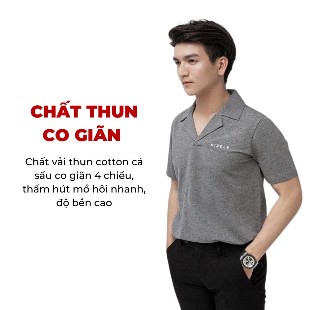 Áo polo nam cổ vest chất cotton cao cấp co giãn 4 chiều, chống nhăn, trẻ trung HIDDLE | H02-T05