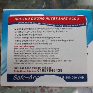 50 kim + 50 que thử đường huyết, test tiểu đường Safe - Accu