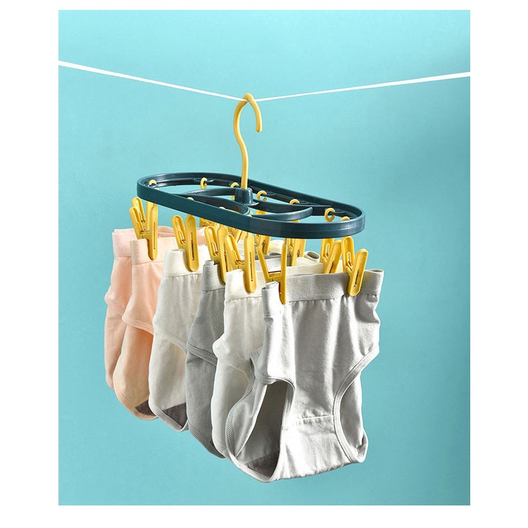 Móc Phơi Tất Vớ Tã Lót 12 Kẹp Gấp Gọn Phơi Quần Áo Cho Cả Gia Đình