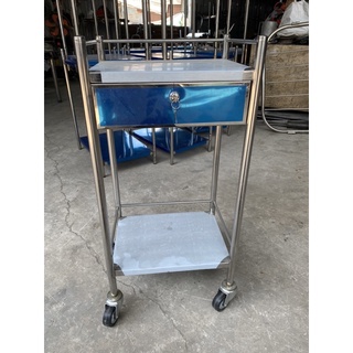 Xe đẩy dụng cụ inox 2 tầng có hộc