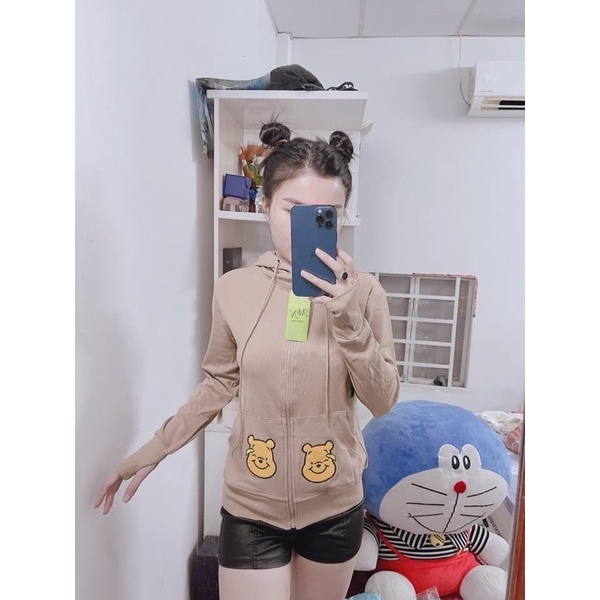 Áo Khoác Nữ Thêu Hình Gấu Cao Cấp Chất Dày Hàng Chuẩn Shop