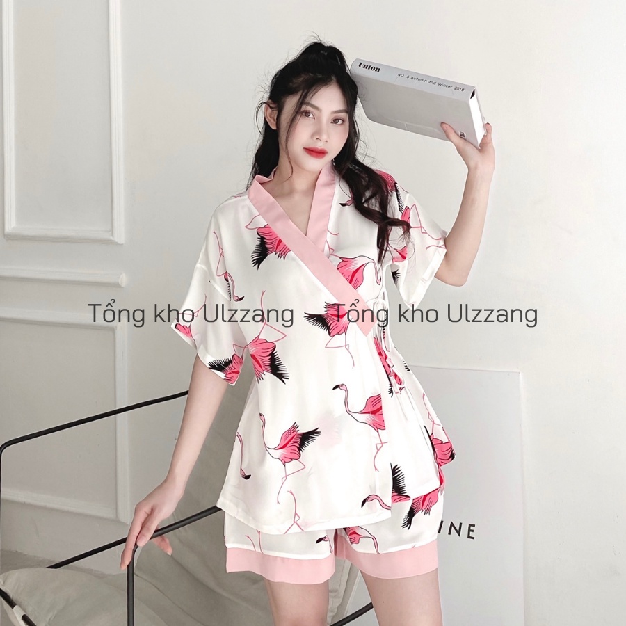 Bộ Pijama Kimono Lụa Cao Cấp Mềm Mịn Nhiều Họa Tiết Dễ Thương