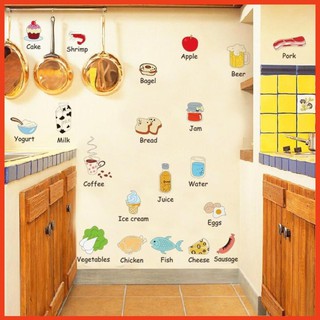 Decal Dán Tường Thực Phẩm Tiếng Anh Khổ 50*30cm