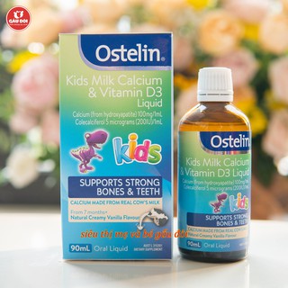Ostelin kids Milk Calcium & Vitamin D3 Liquid 90ml hàng ÚC Cho bé 7M+