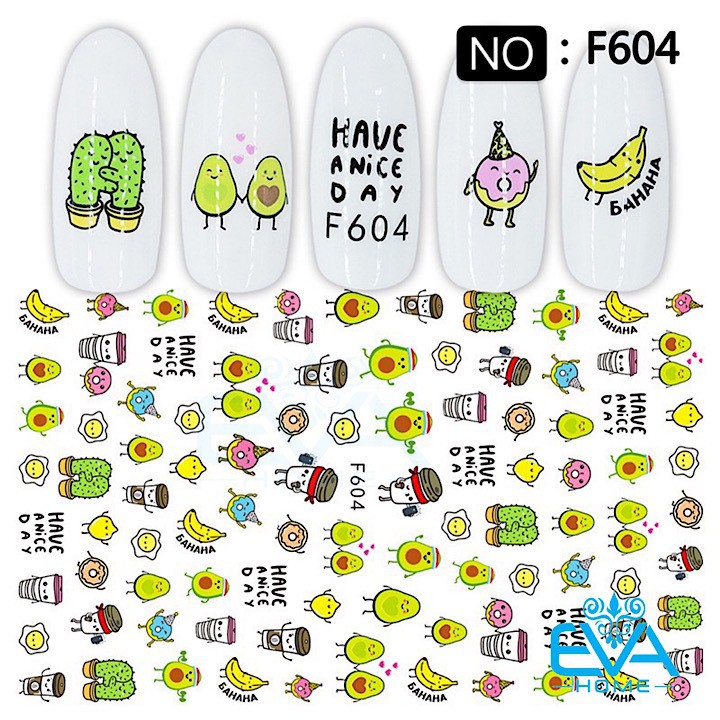 Decal Dán Móng Tay 3D Nail Sticker Hoạ Tiết Trái Bơ Avocado F604