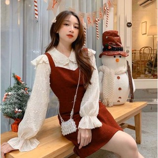 SET ÁO CỔ SEN + ĐẦM YẾM ĐỎ