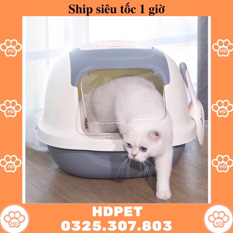 Nhà vệ sinh khép kín cao cấp cho mèo mẫu mới tặng kèm xẻng xịn