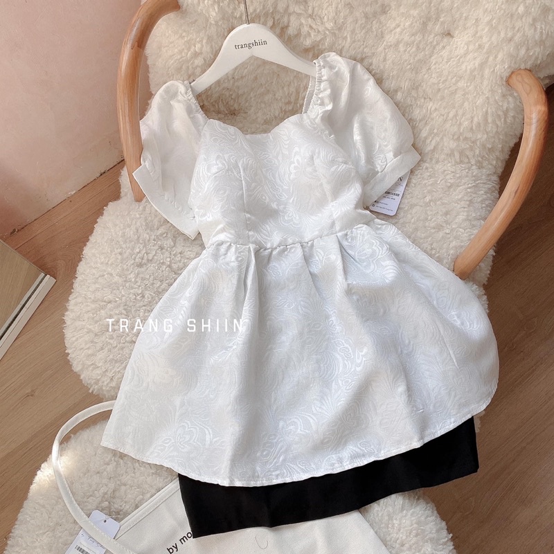 [Mã SMA071008 hoàn 10K xu đơn 0Đ] Combo áo babydoll gấm và chân váy ( Hình ThẬt )