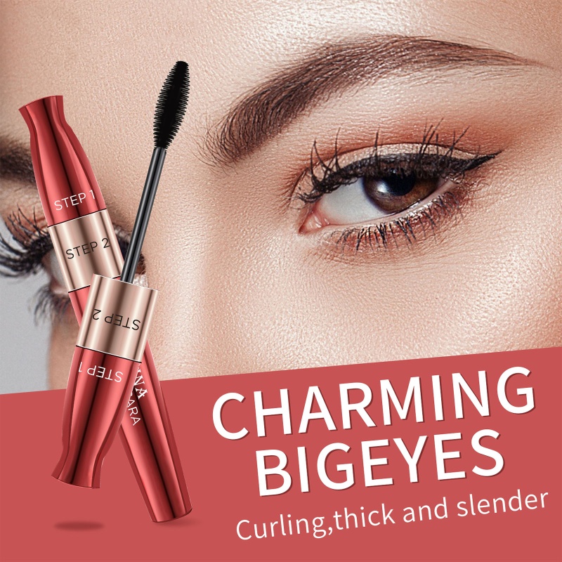 Mascara Sợi Tơ 4D 2 Trong 1 Chống Nước Lâu Trôi Giúp Làm Dài Và Làm Dày Lông Mi Tự Nhiên