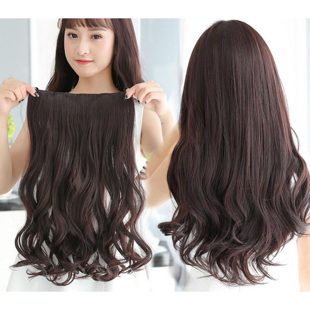 Tóc giả cột nửa đầu đuôi xoăn, Tóc giả nữ đuôi xoăn dạng cột cao cấp (hàng nhập) (TQ)