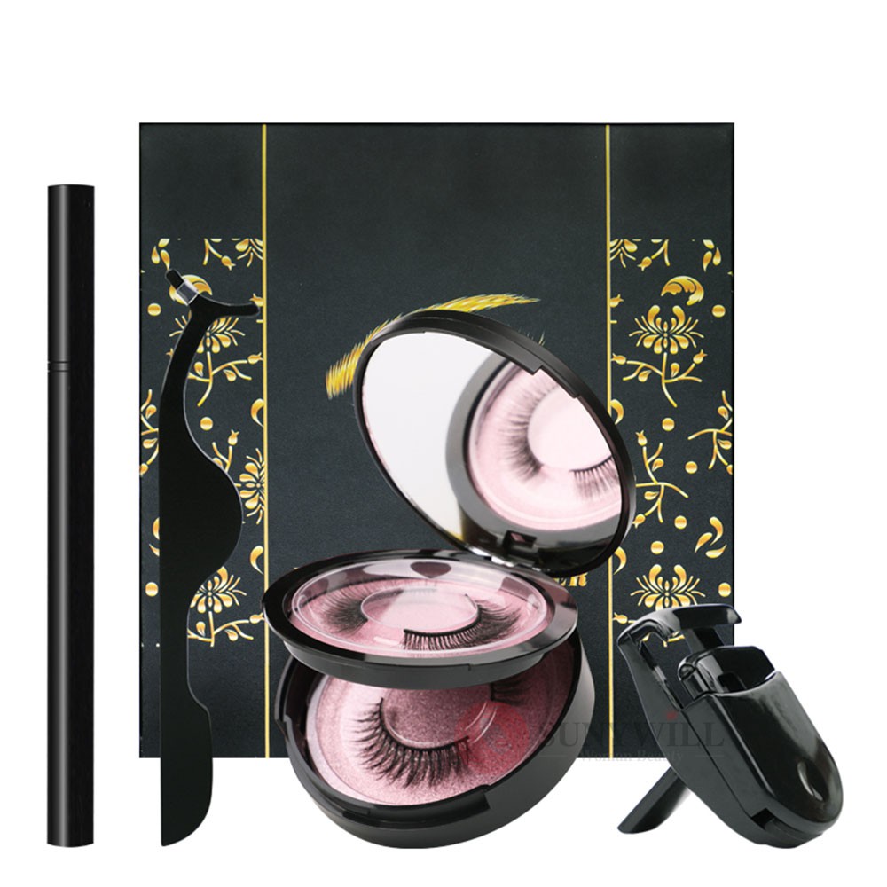 Set 2 cặp lông mi giả kèm bút kẻ mắt và dụng cụ bấm mi 3 trong 1 tiện dụng