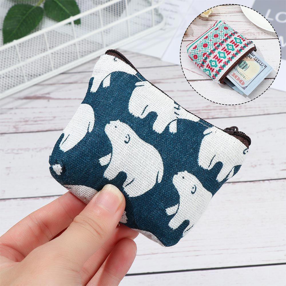 Ví Canvas Đựng Tiền Xu / Thẻ / Tai Nghe In Họa Tiết Hoạt Hình Dễ Thương