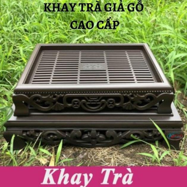 Combo 10 Khay Trà Nhựa Giả Gỗ Có Chân Loại Nhỏ Cao Cấp Song Long